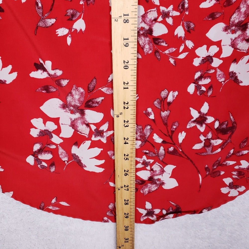 Ava & Viv Red Floral Split Neck Blouse 1X Long Sleeve Plus Size Lightweight - Picture 10 of 10